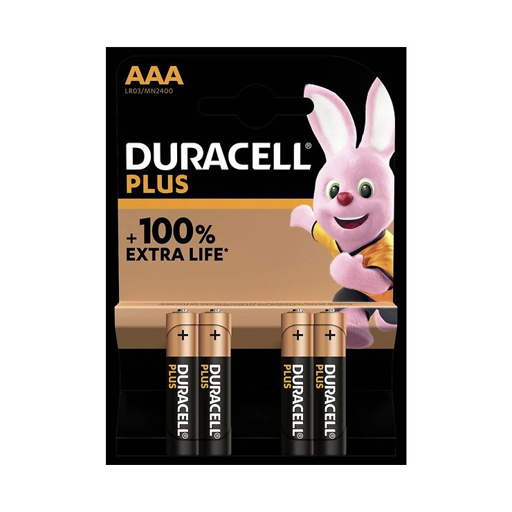 Duracell PLUS AAA LR03 MN2400 100% Extra Life Batterie 4 Stück