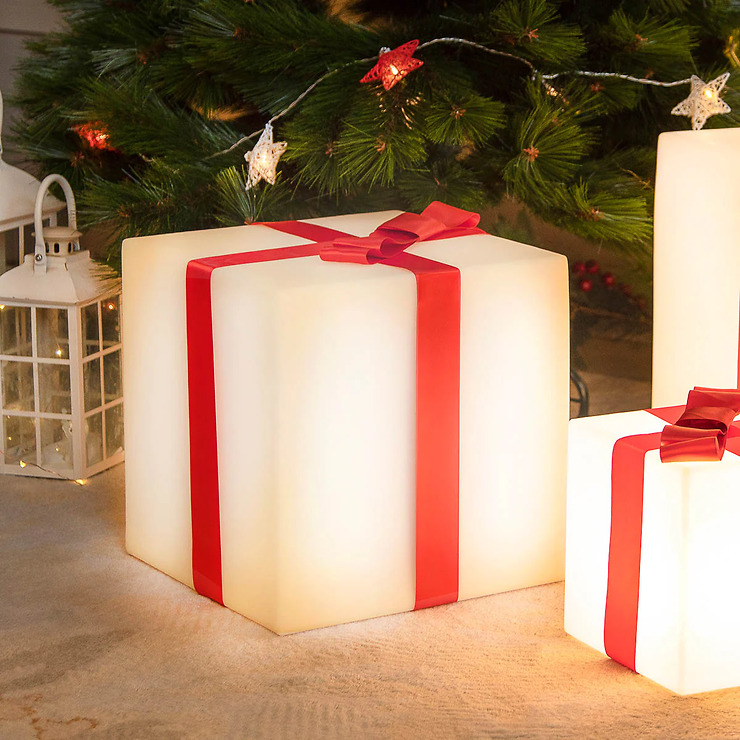 Newgarden Gifty Leuchtwürfel Geschenk LED Farbwechsel Solar und Akku 32 cm Weiß