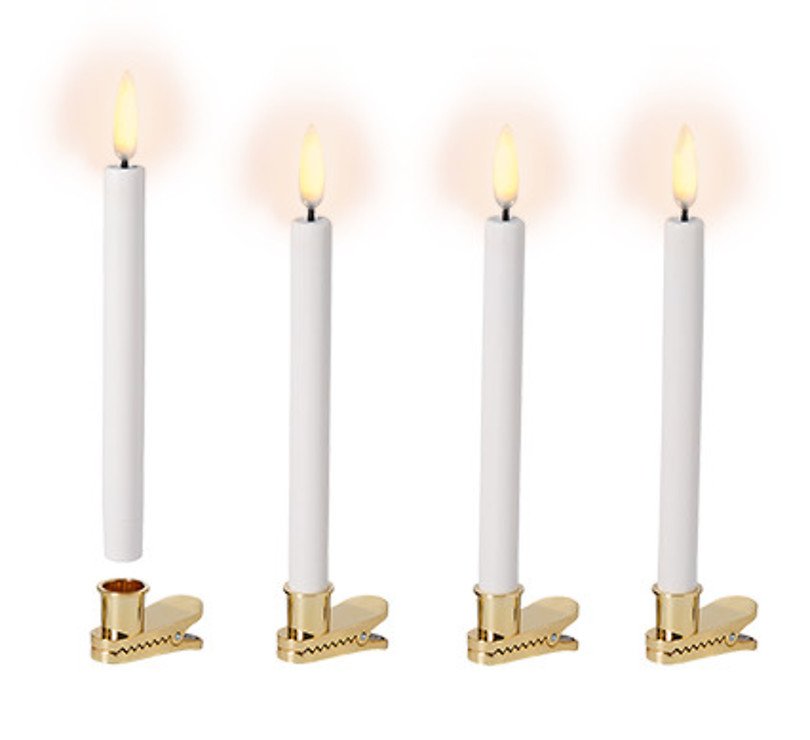 UYUNI Lighting LED Mini Stabkerzen Clip 4er Set 1,3 x 13,8 cm weiß
