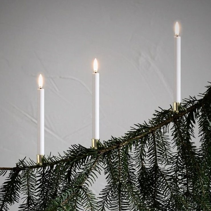 UYUNI Lighting LED Mini Stabkerzen Clip 4er Set 1,3 x 13,8 cm weiß