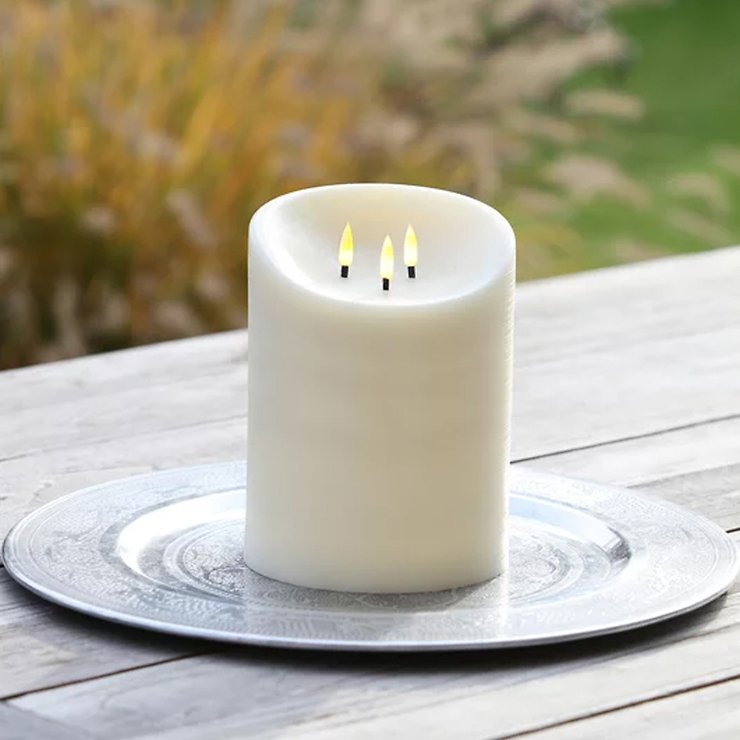 Elephant Candles LED Echtwachs Outdoor Kerze 15x20 cm 3er-Docht creme 
