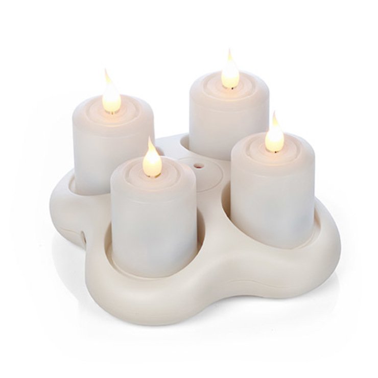 SmartFlame Akku Teelicht 4er Set mit Ladestation fernbedienbar