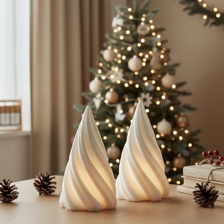 Sirius LED Baum Olina Mini 2er Set Echtwachs 8 cm weiß