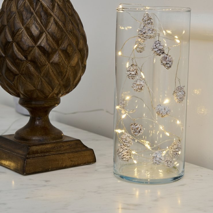 Sirius Lichterkette Molly 20 LED warmweiß 2 m innen batteriebetrieben braun beschneit