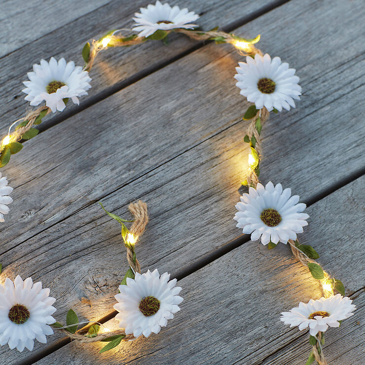 Sirius Flora Summerflowers LED Lichterkette dekorative Blumenlichterkette 2 m Weiß 