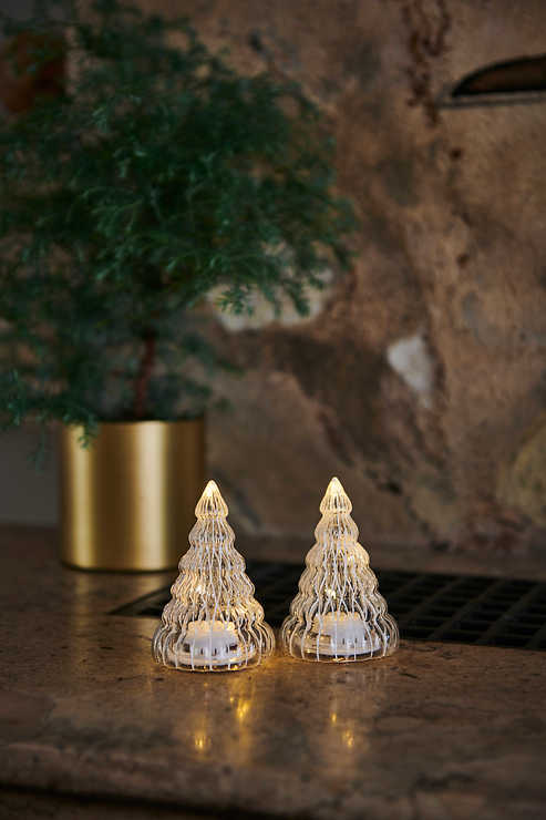 Sirius LED Glasbäume Lucy 2er Set LED warmweiß 9 cm batteriebetrieben klar