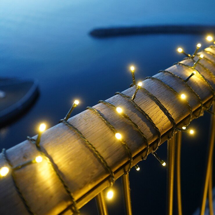 Sirius Lichterkette Easy-Line 100 LED warmweiß 9,9 m außen batteriebetrieben grün