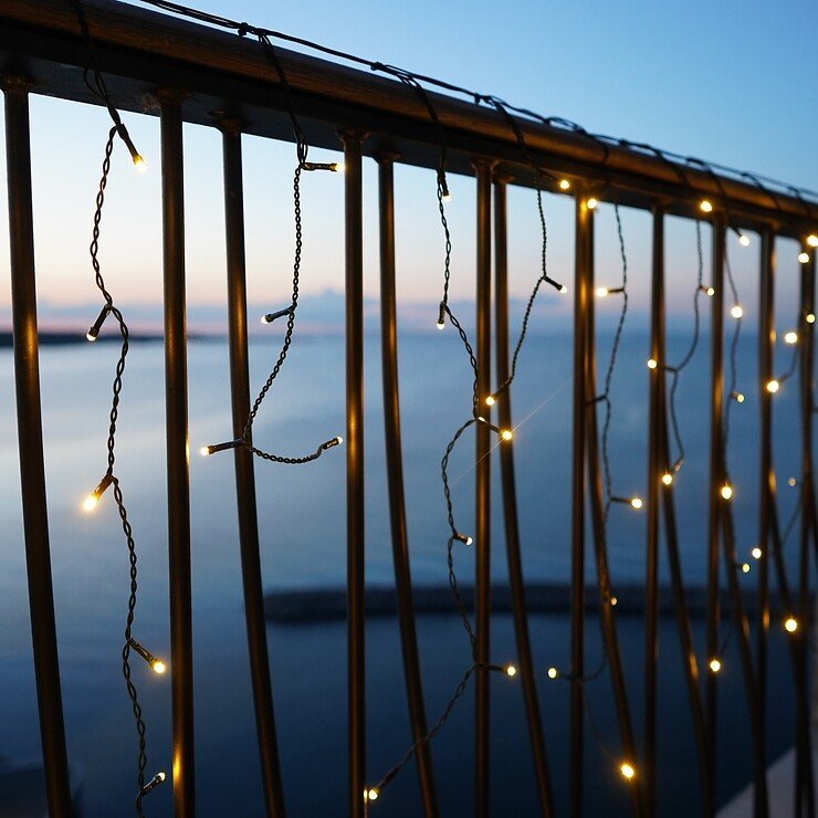 Sirius LED Eiszapfen Lichtervorhang Easy-Line 400 LED warmweiß außen 9 m grün   