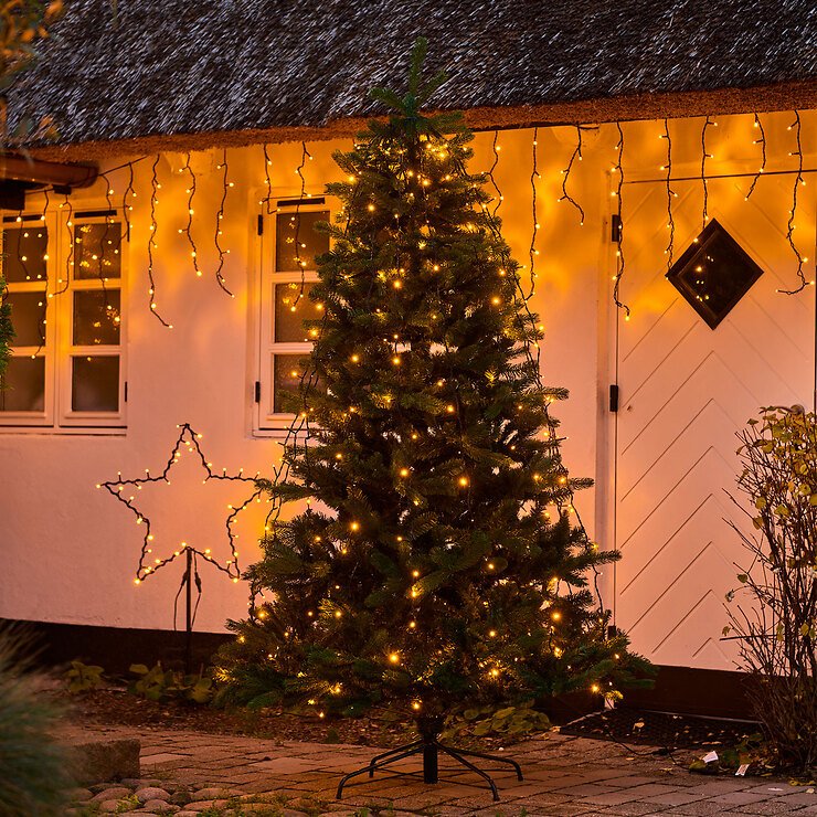 Sirius Top-Line Lichterkette Baummantel Slow Flash Starter Set 180 LED warmweiß 9 x 1,8 m schwarz