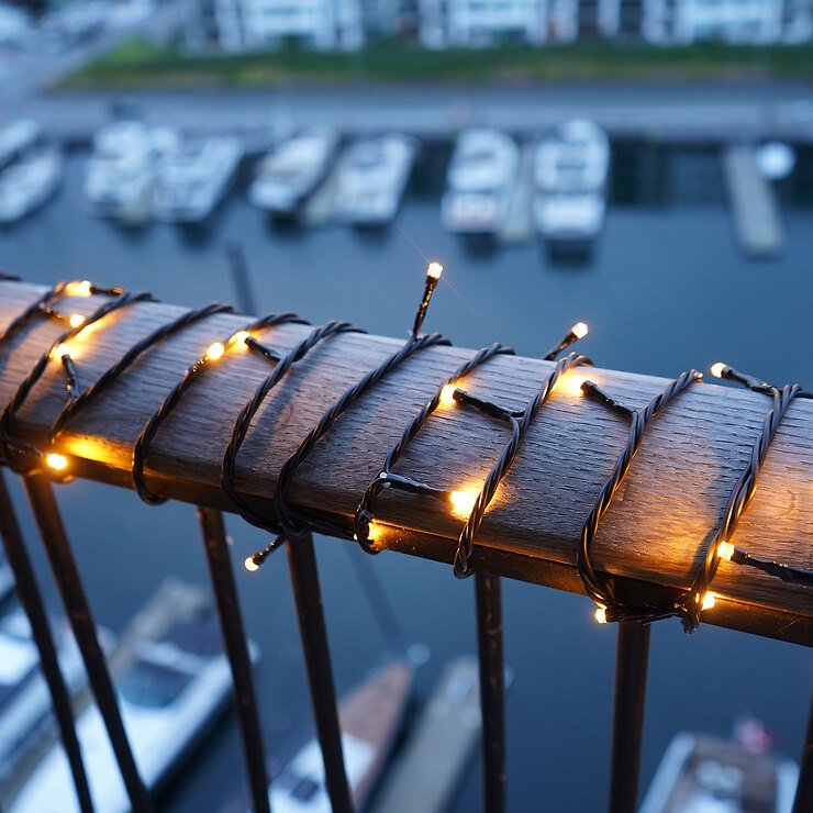 Sirius Top-Line Energy System Lichterkette Erweiterung 100 LED warmweiß außen 10 m schwarz