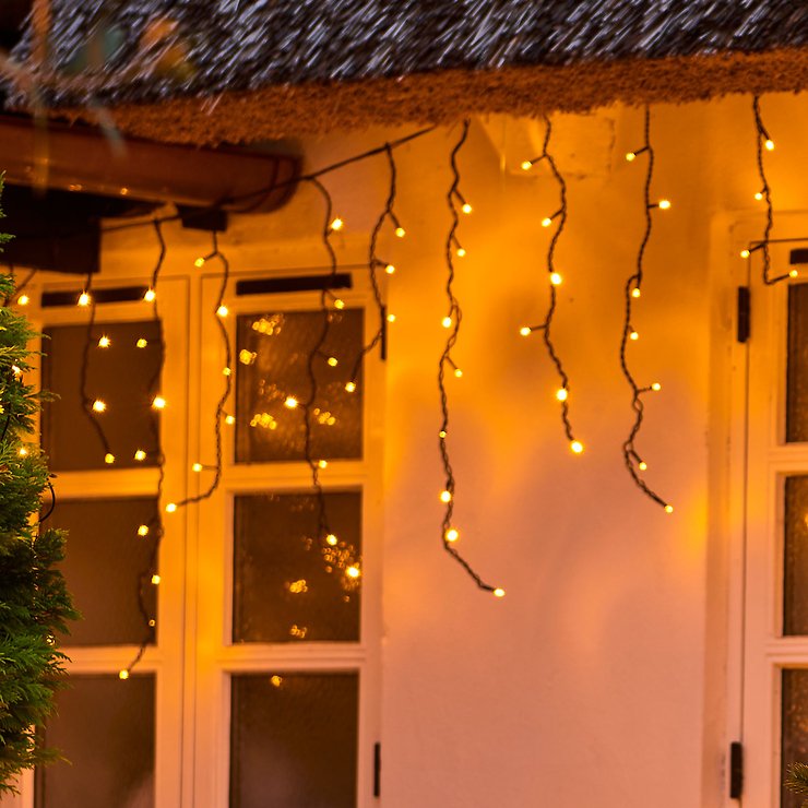Sirius Top-Line Energy System Lichterkette Eiskristall Erweiterung 100 LED warmweiß außen 2,5 m schwarz
