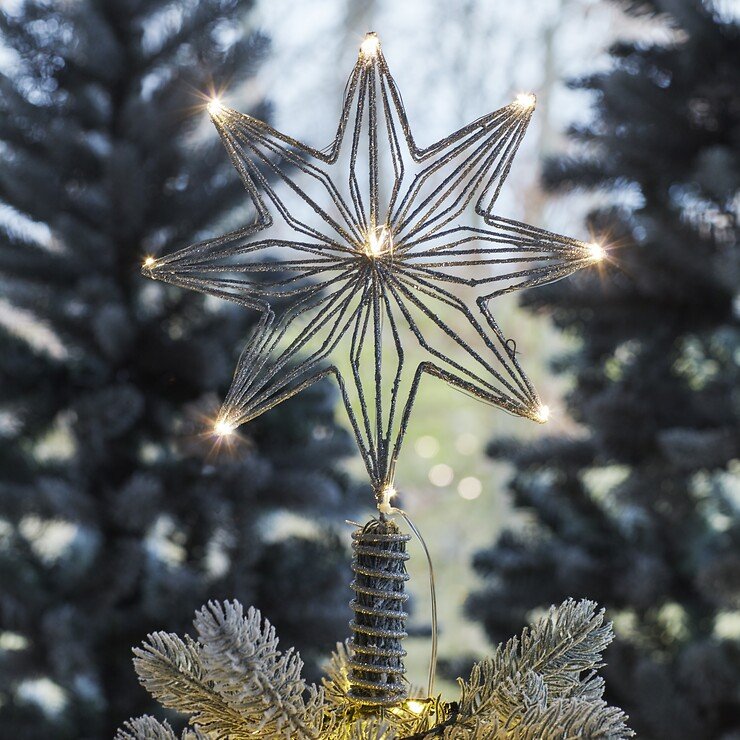 Sirius Weihnachtsbaumspitze Chloe 10 LED warmweiß innen batteriebetrieben silber