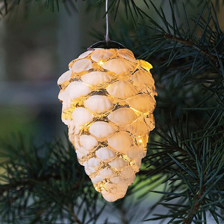 Sirius Leuchtanhänger Celina Glaszapfen 10 LED warmweiß innen 8 cm weiß