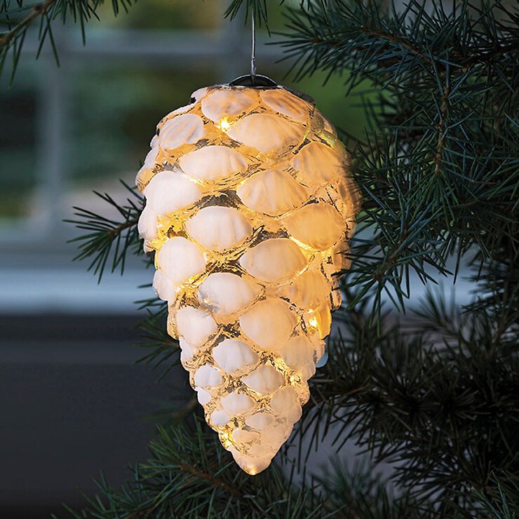 Sirius Leuchtanhänger Celina Glaszapfen 20 LED warmweiß innen 15 cm weiß