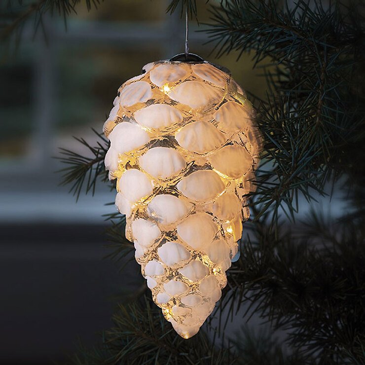Sirius Leuchtanhänger Celina Glaszapfen 16 LED warmweiß innen 12 cm weiß