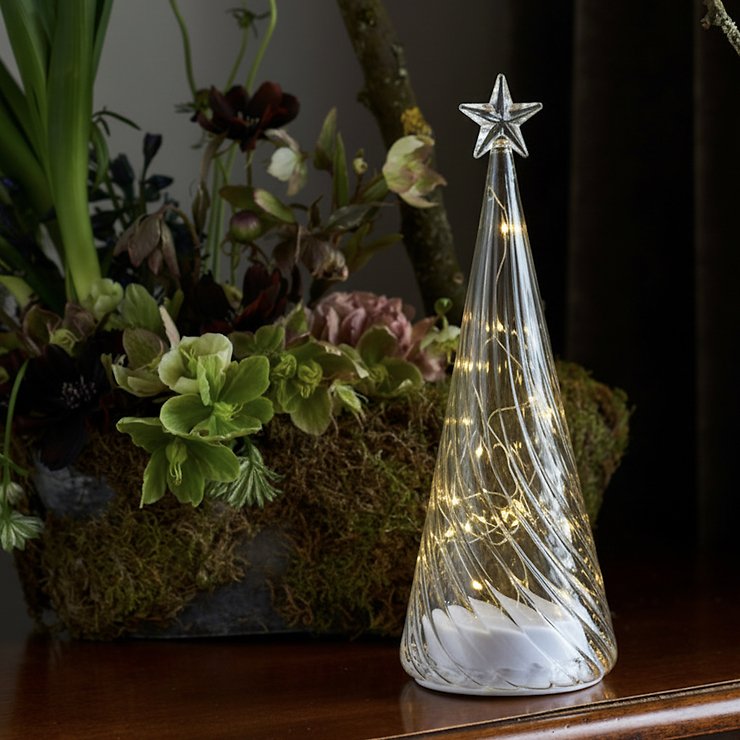 Sirius LED-Glasbaum Wave Tree 15 LED warmweiß innen 26 cm Glas klar