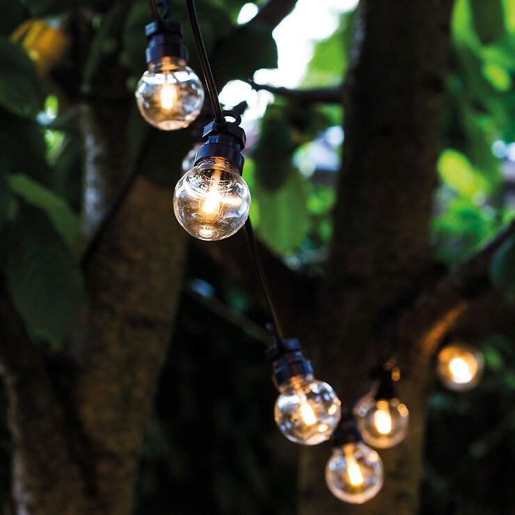 Sirius LED-Biergartenlichterkette Lucas Erweiterung 10 LED klar außen 3 m schwarz