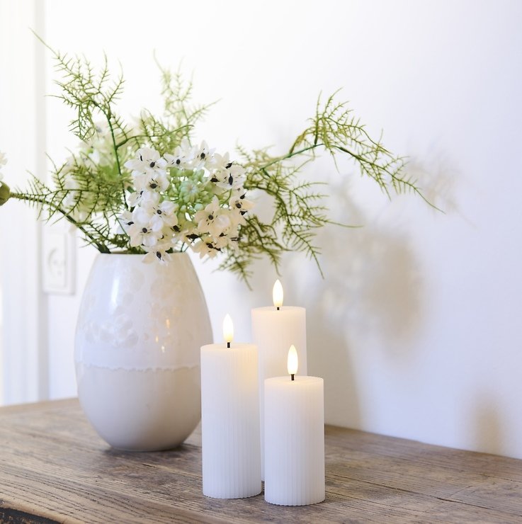 Sirius LED Kerze Smilla 3er Set 5 x 10/15/20 cm wiederaufladbar weiß