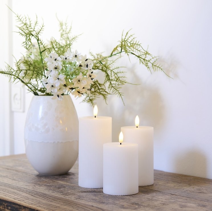 Sirius LED Kerze Smilla 3er Set 7,5 x 10/12,5/15 cm wiederaufladbar weiß