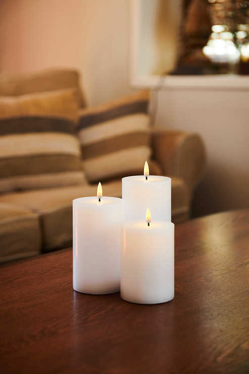 Sirius LED Kerzen Sille 3er Set 7,5 cm wiederaufladbar weiß