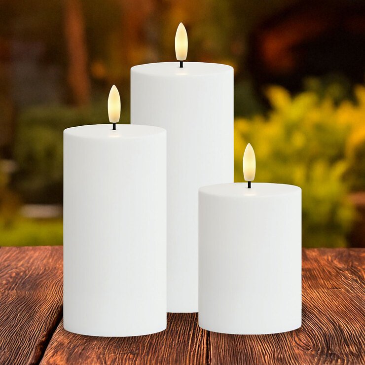 Sirius LED Kerzen Sille Solar 3er Set 7,5 cm weiß