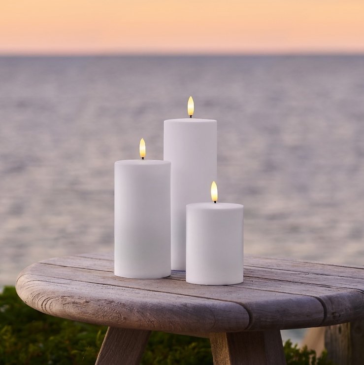 Sirius LED Kerzen Sille Outdoor 3er Set 7,5 cm weiß