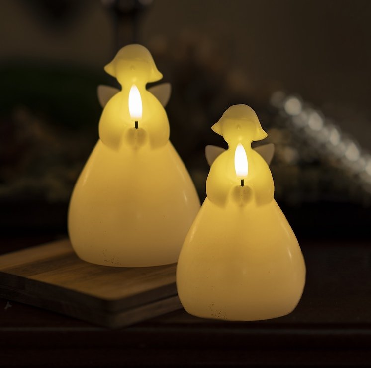 Sirius LED Kerze Engel Lucia 2er Set 10cm Wachs weiß
