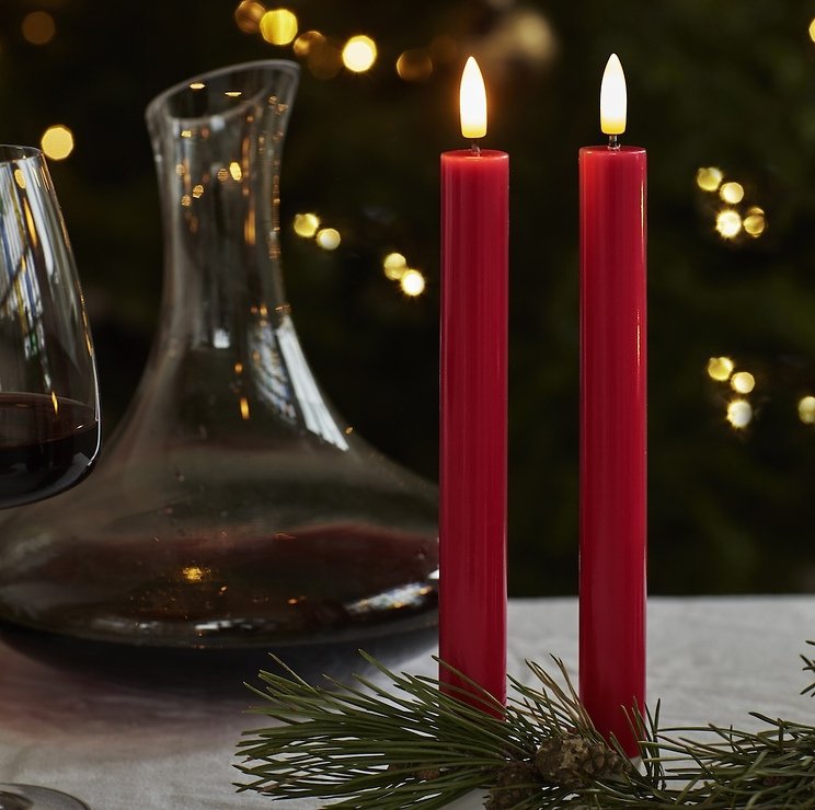 Sirius LED Stabkerze Sille Lack 2er Set 20 cm Rot