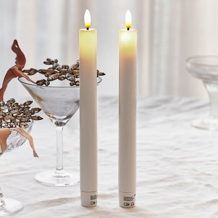 Sirius LED Stabkerze Sille Lack 2er Set 20 cm Ivory