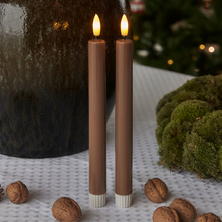 Sirius LED Stabkerze Sille Lack 2er Set 20 cm Toffee