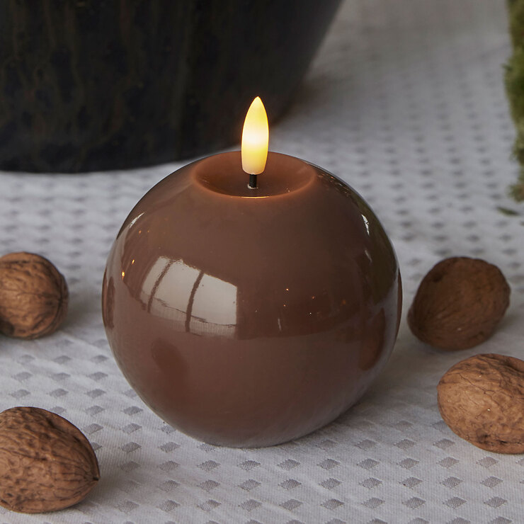 Sirius LED Kugelkerze Sille Lack 9 cm Toffee