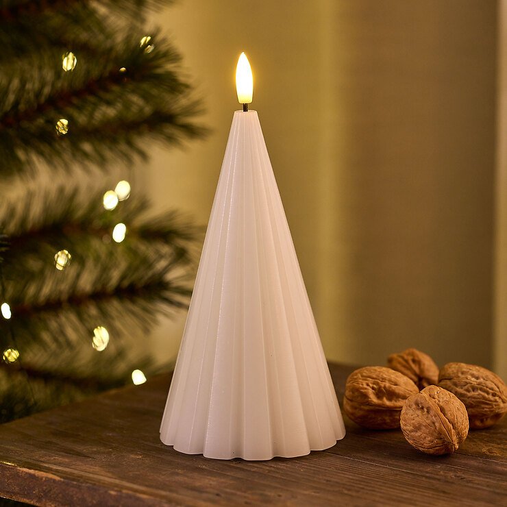Sirius LED-Kerze Tanne Laura Echtwachs 20 cm weiß