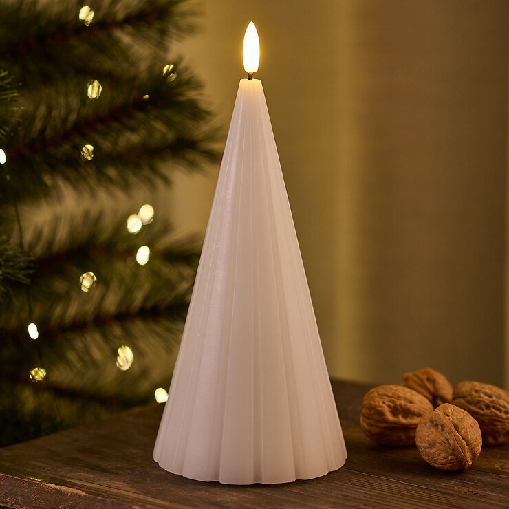 Sirius LED-Kerze Tanne Laura Echtwachs 23 cm weiß