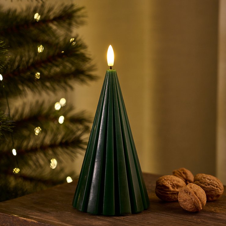Sirius LED-Kerze Tanne Laura Echtwachs 20 cm grün