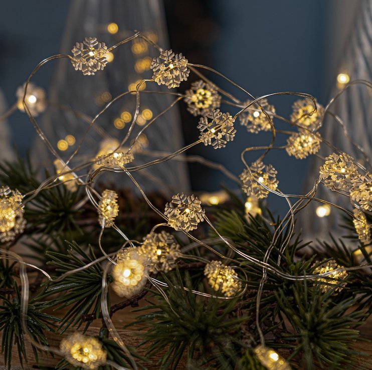 Sirius Lichterkette Nynne Snowflake 20 LED warmweiß innen 1,9 m batteriebetrieben transparent