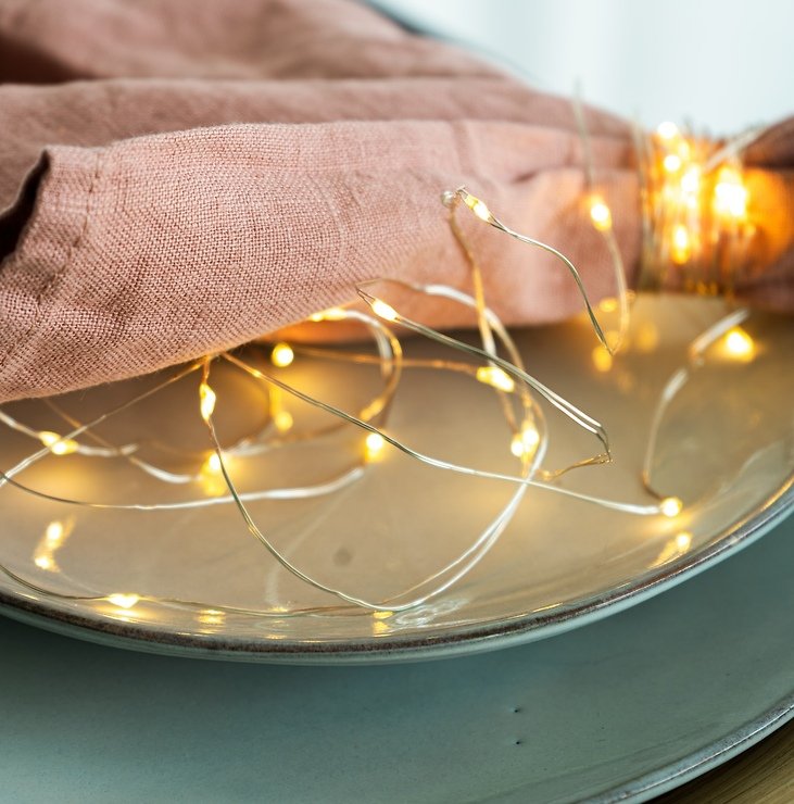 Sirius Lichterkette Knirke 20 LED warmweiß innen 1,9 m batteriebetrieben silber