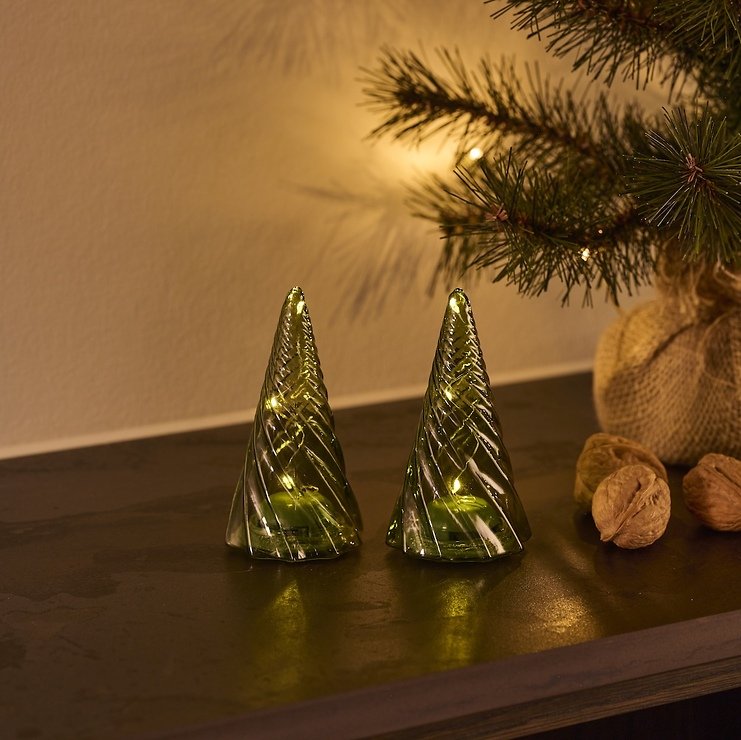 Sirius LED Glasbäume Vilma 2er Set 5 LED batteriebetrieben 11cm grün