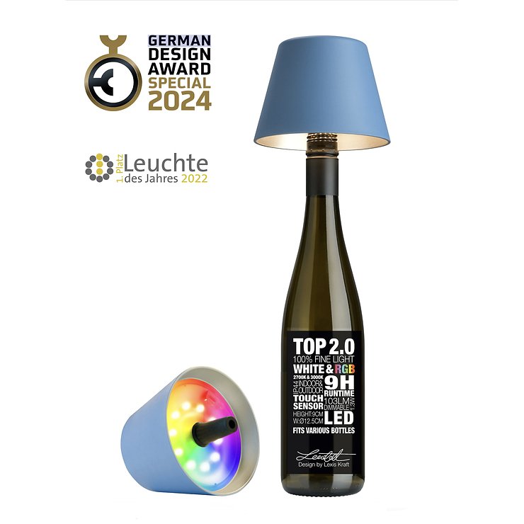 Sompex TOP 2.0 Akku RGBW LED-Flaschenleuchte Blau