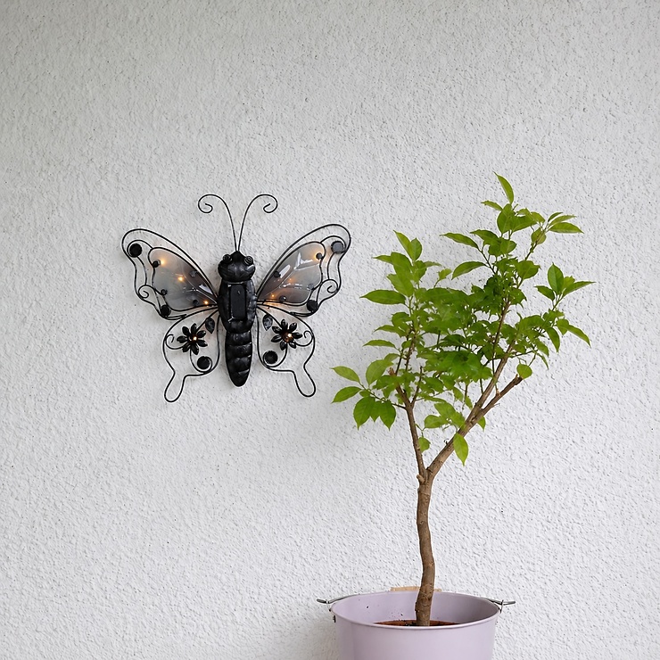 Star Trading Butterfly LED Solar-Wanddekoration Schmetterling 34 cm Schwarz