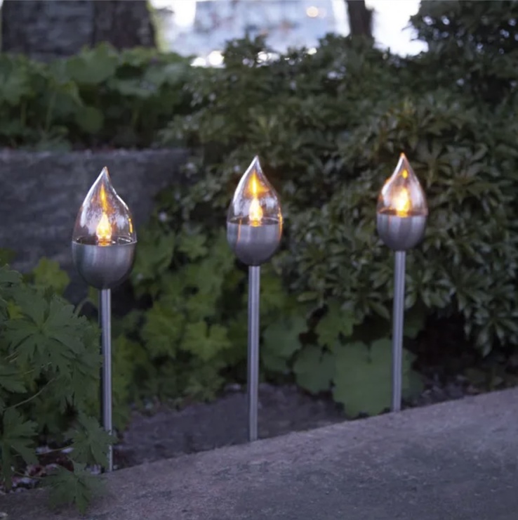 Star Trading Olympus LED Solar-Wegeleuchte 3er Set 40 cm Edelstahl Silber