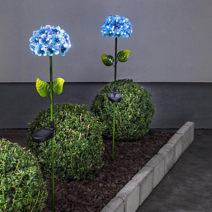 Star Trading Hortensia LED Solar-Leuchtblume 77 cm Blau