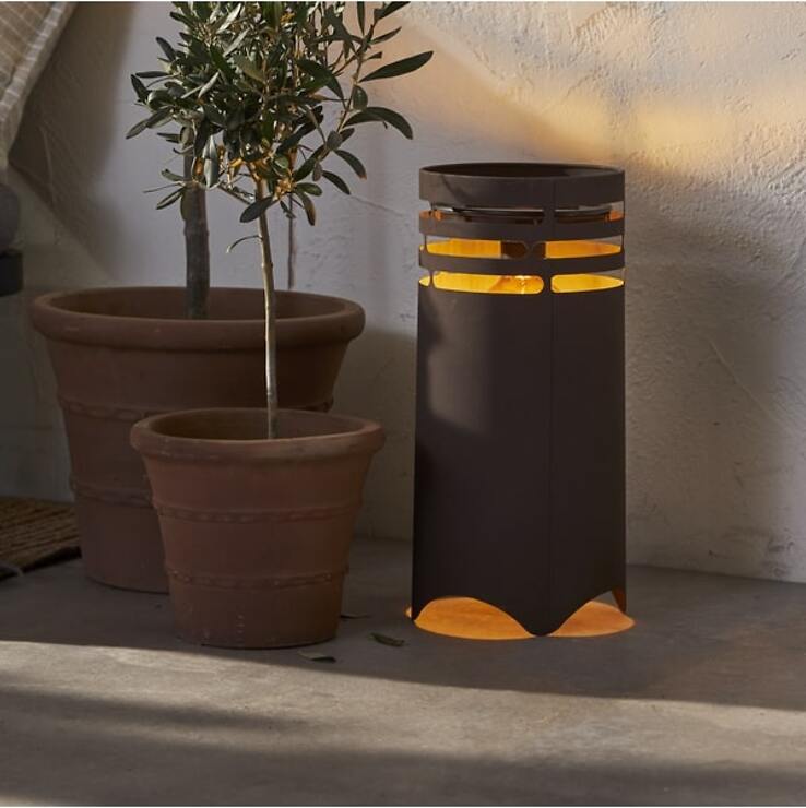 Star Trading LED-Solarleuchte Marron 40 cm USB und Solar Metall braun