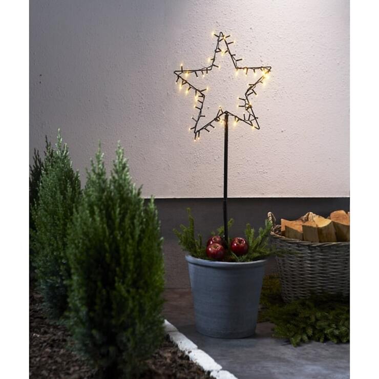 Star Trading LED-Gartenstecker Spiky Stern 60 LED warmweiß 92 cm schwarz
