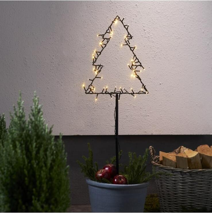 Star Trading LED-Gartenstecker Spiky Tanne 60 LED warmweiß 90 cm schwarz