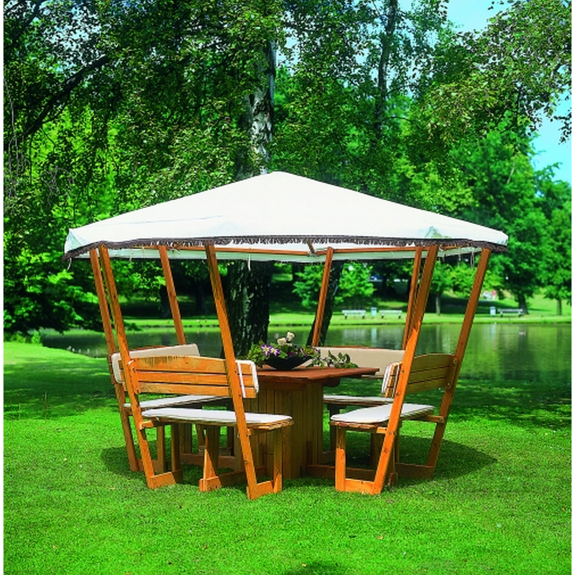 Promadino Pavillon 'Rosenheim' Holz weiß 304 x 213 x 304 cm