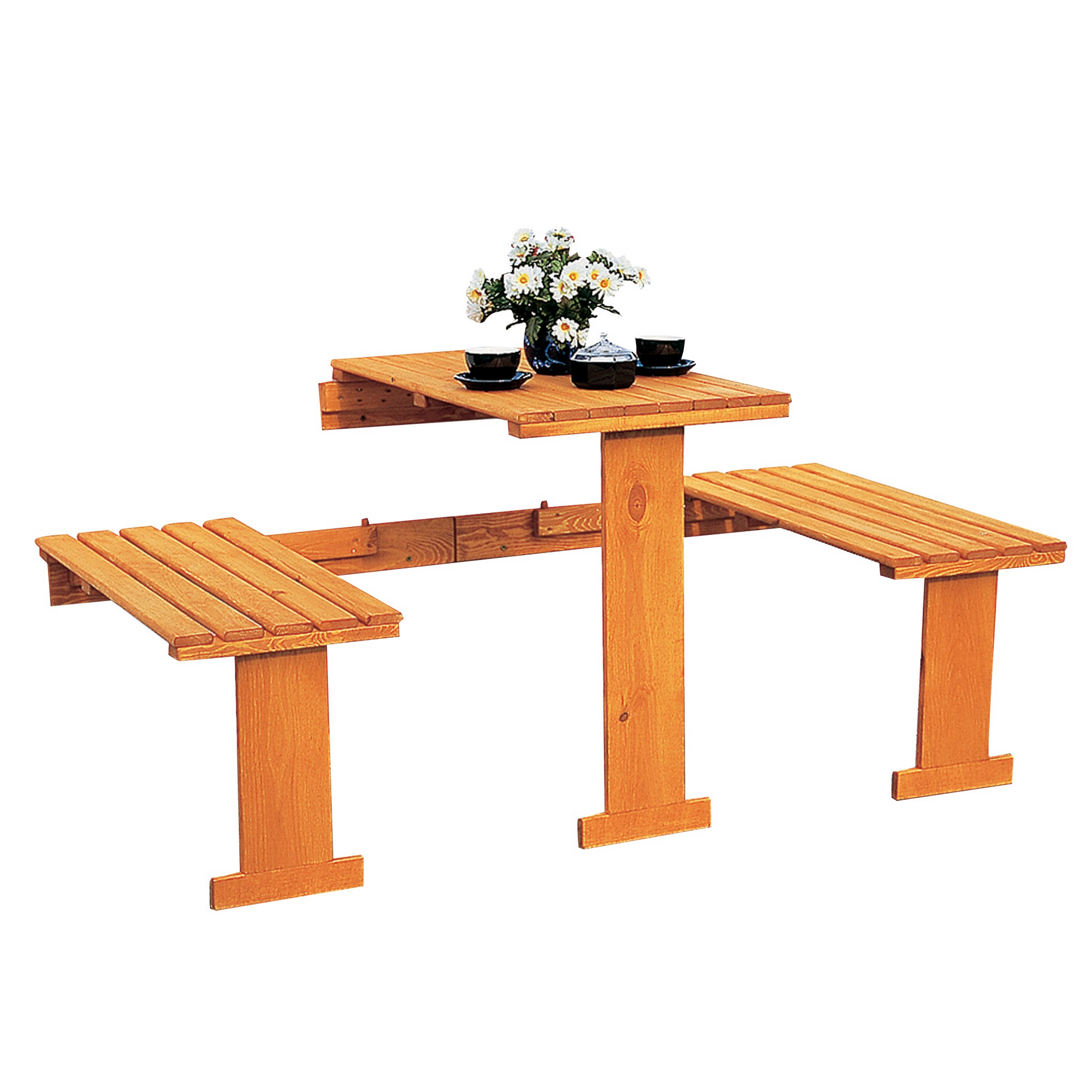 Promadino Balkonmöbel-Set Holz braun mit Auflagen 5-teilig