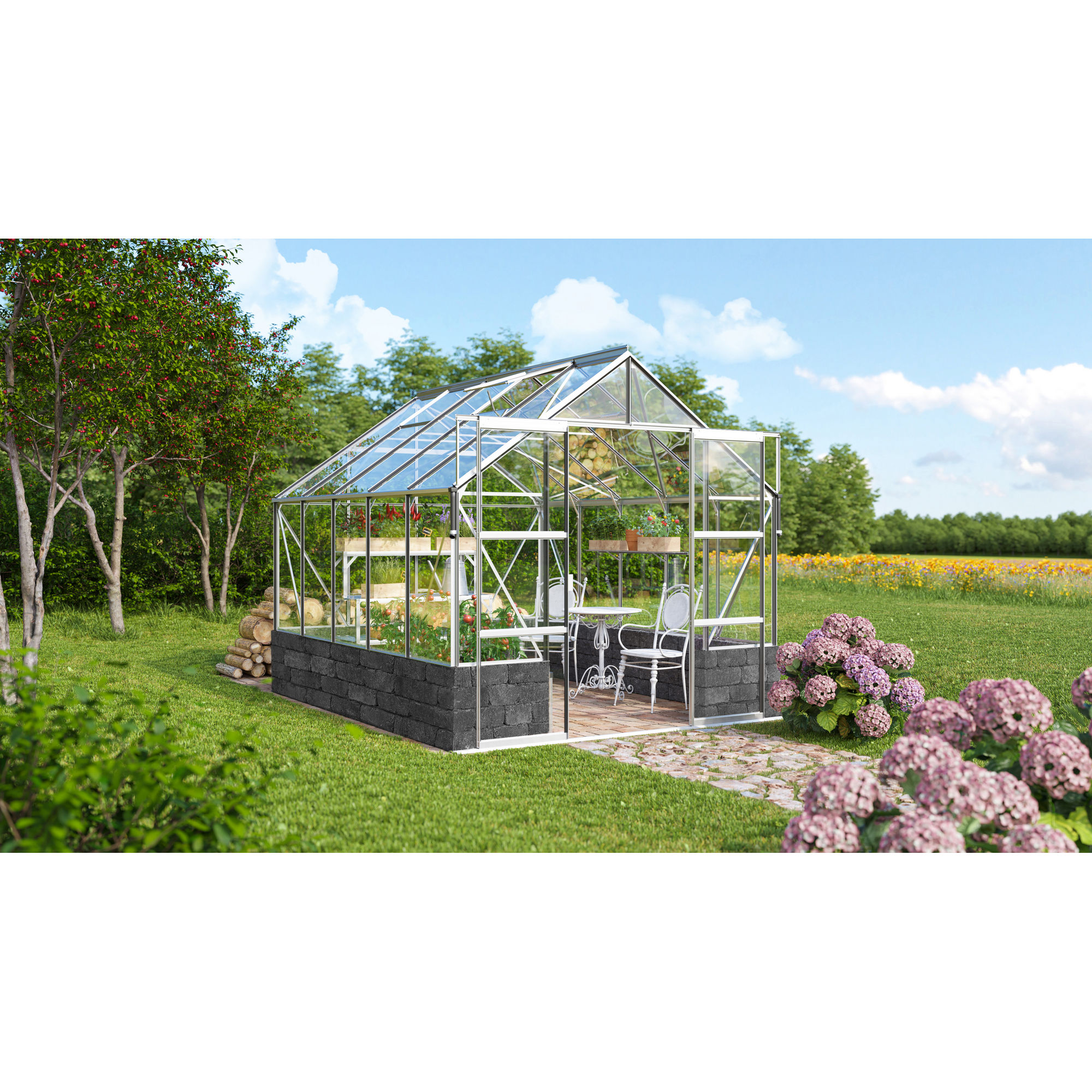 Vitavia Gewächshaus 'Cassandra 8300' 257 x 323,1 x 248,9 cm Sockel Basalt