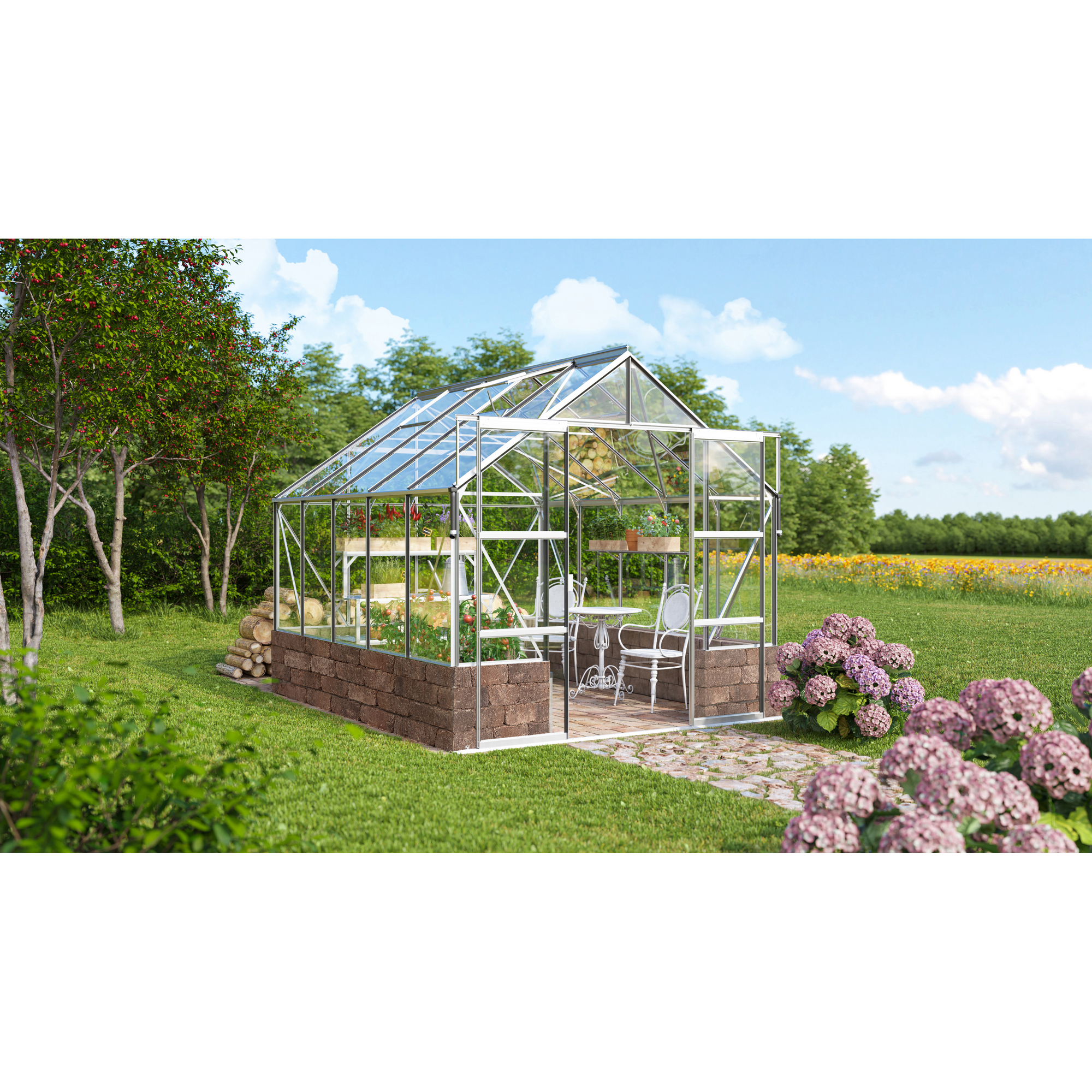 Vitavia Gewächshaus 'Cassandra 8300' 257 x 323,1 x 248,9 cm Sockel Herbstlaub