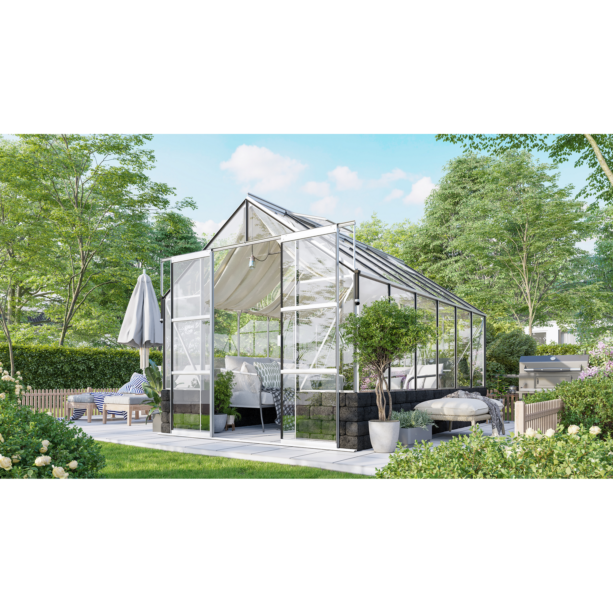 Vitavia Gewächshaus 'Cassandra 9900' 257 x 385,3 x 248,9 cm Sockel Basalt