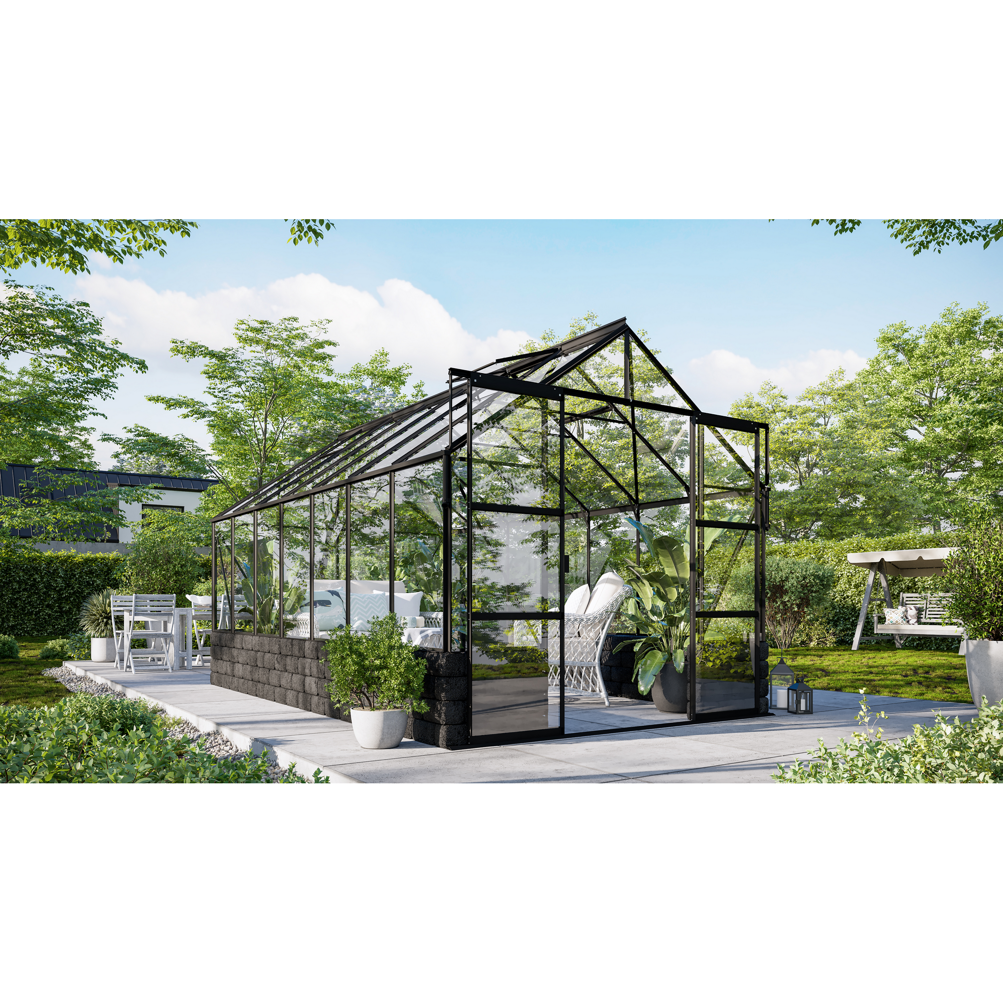 Vitavia Gewächshaus 'Cassandra 11500' 257 x 448 x 248,9 cm schwarz Sockel Basalt